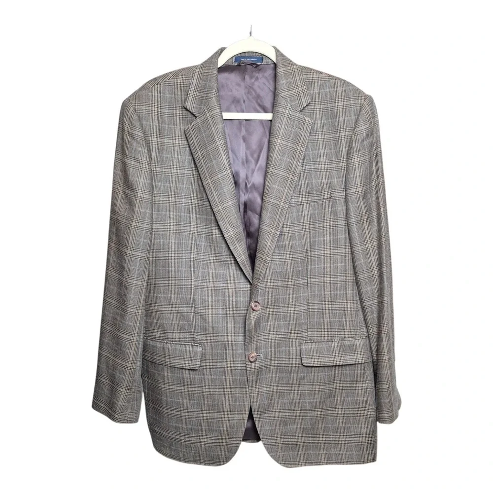 VTG Ralph Lauren Men's 42L Silk Wool Glen Plaid Sport Coat Blazer Preppy Classic